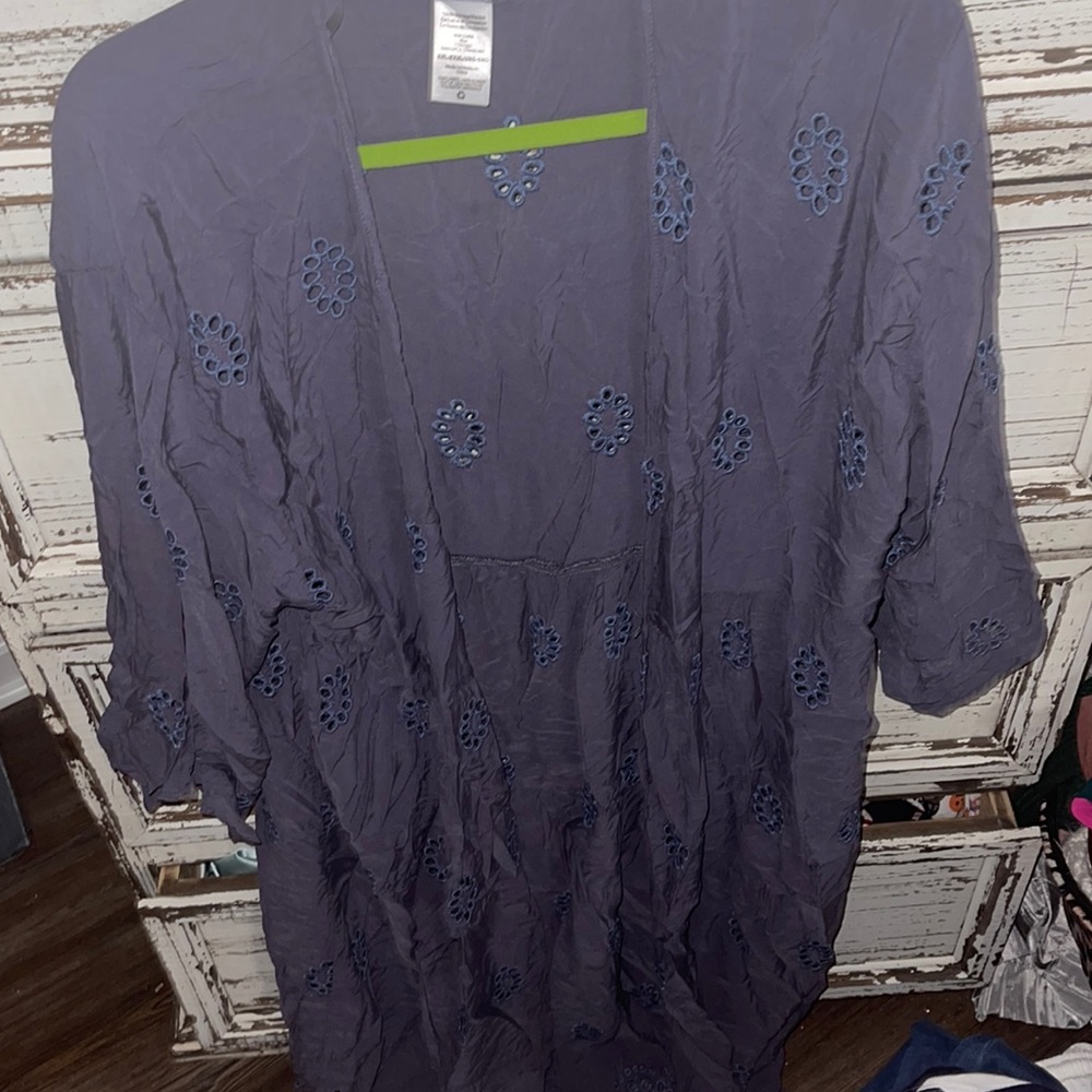 Grayish purple cardigan with embroidered cut outs long size xxl -xxxxl new